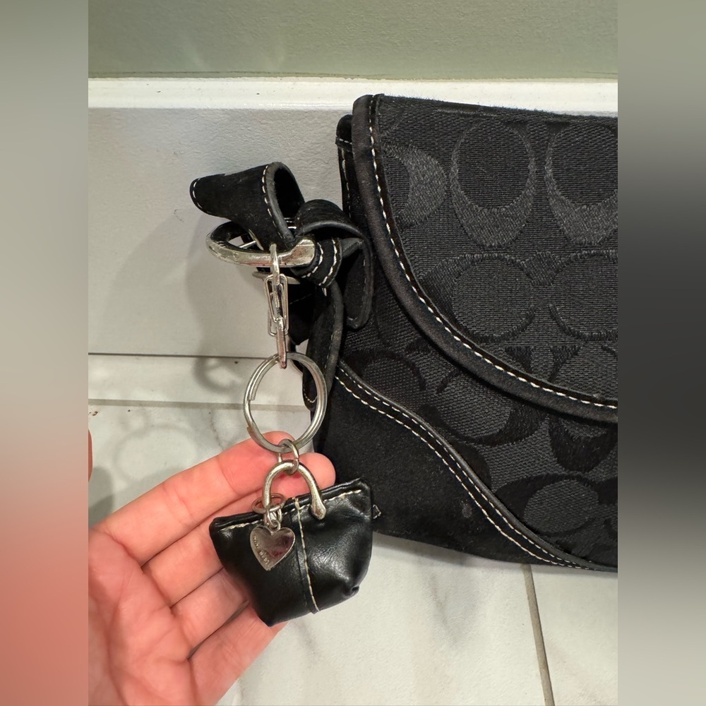 Vintage Leather Nine West Black Purse Keychain